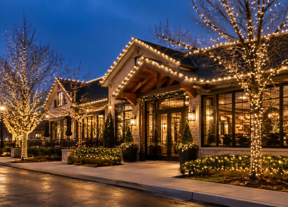Holiday light installation for a commercial property